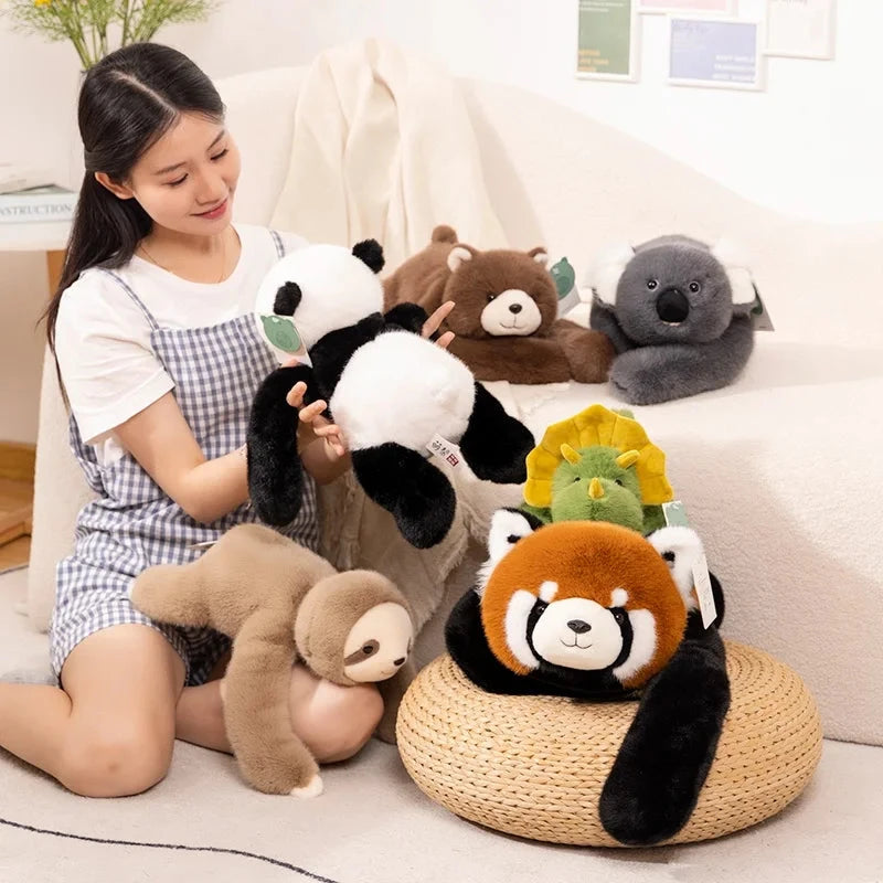 30-65cmKawaii High Quality Forest Animal Plush Doll Pillow Soft Long-arm Raccoon Dinosaur Sloth Panda Koala Plush Toy Home Decor Econic Blanks