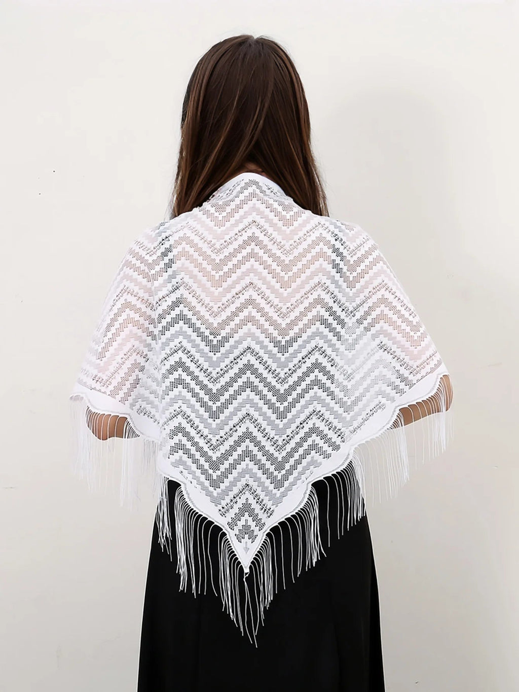 Fashion Lace Hollow Tassel Triangle Scarf Embrodiery Women Headscarf Female Spring Summer Shawls Scarves Long Veil Floral Scarf Quick Pick Grocers
