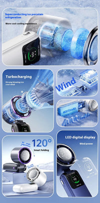 Portable Cooling Fan, 5-Speed Strong Wind Foldable Neck Hanging Fan, 9H Long Battery 4000mAh Mini Air Cooler for Travel & Outdoo Quick Pick Grocers