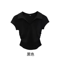Cotton Summer Sexy Women's T Shirt Skinny Slim Basic Solid Crop Top Short Sleeve Polo TShirtCasual Top Tee for Women Quick Pick Grocers