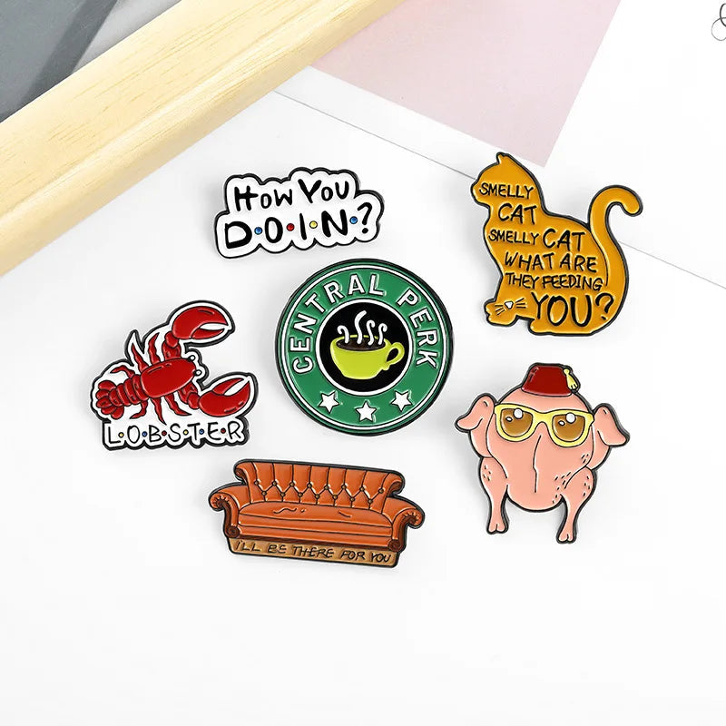 New Creative American TV Series Friends Pin Cartoon Cute Lobster Sofa Shaped Letter Pin Badge Quick Pick Grocers