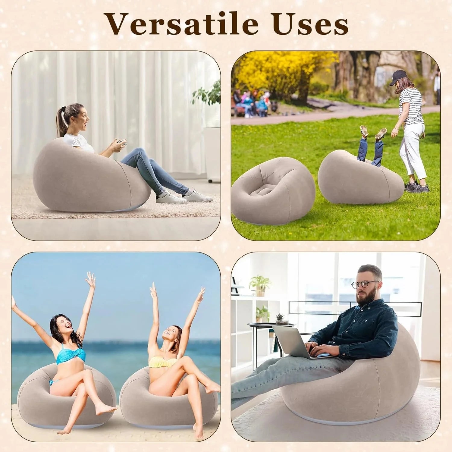 2pcs (1 sofa + 1 air pump) PVC inflatable sofa, suitable for camping, hiking and outdoor activities, Halloween/Christmas gifts Econic Blanks