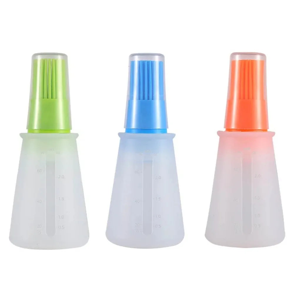 LeMeenQ Silicone Oil Cruet Oil Brush With Bottle Brush, Portable Oil Brushes Liquid Oil Pastry Kitchen Baking Tool, for BBQ Quick Pick Grocers