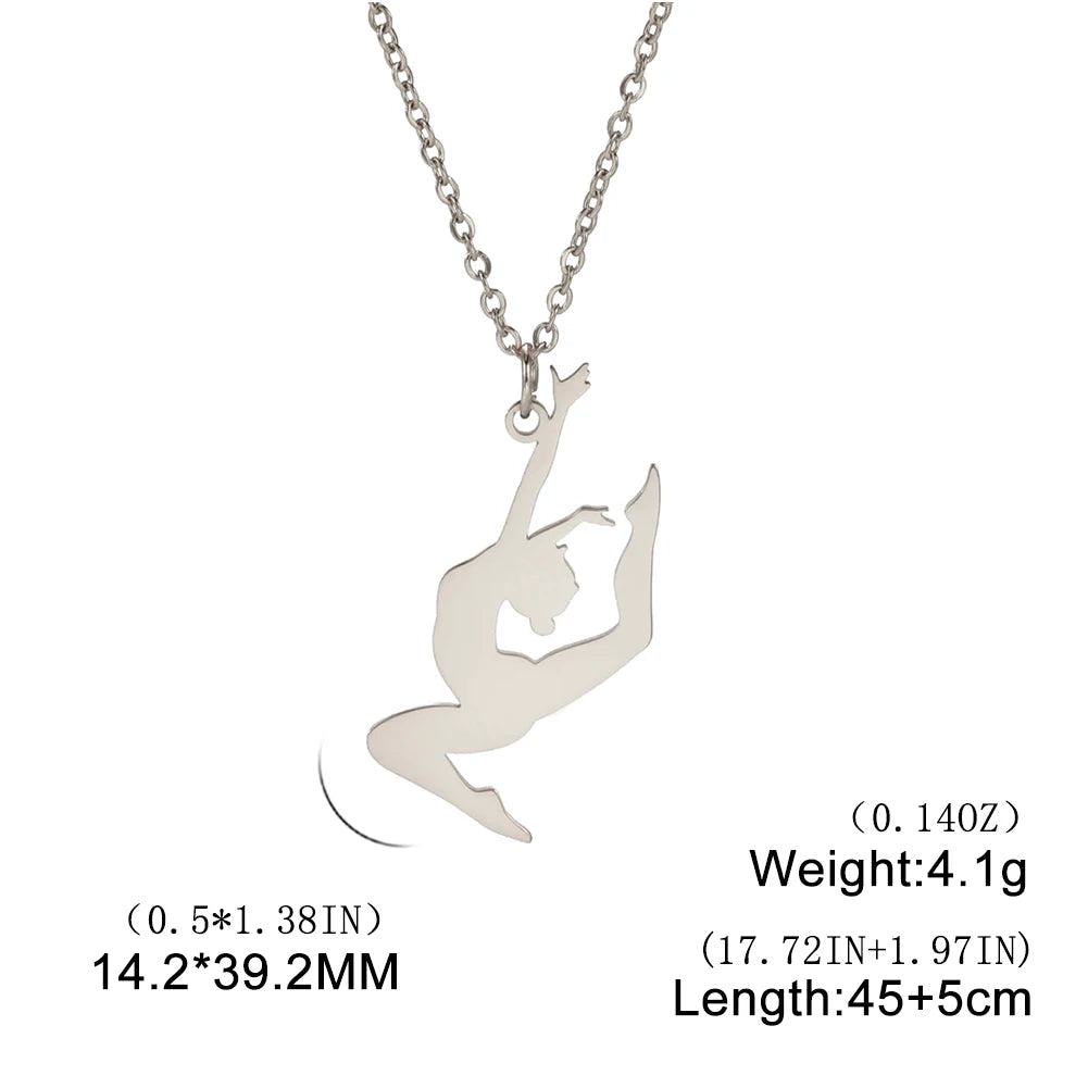 Rhythmic Gymnastics Necklace Women Trend 2025 Gymnast Stainless Steel Jewelry BFF Dancer Girl Sport Accessories Mother Day Gift Quick Pick Grocers