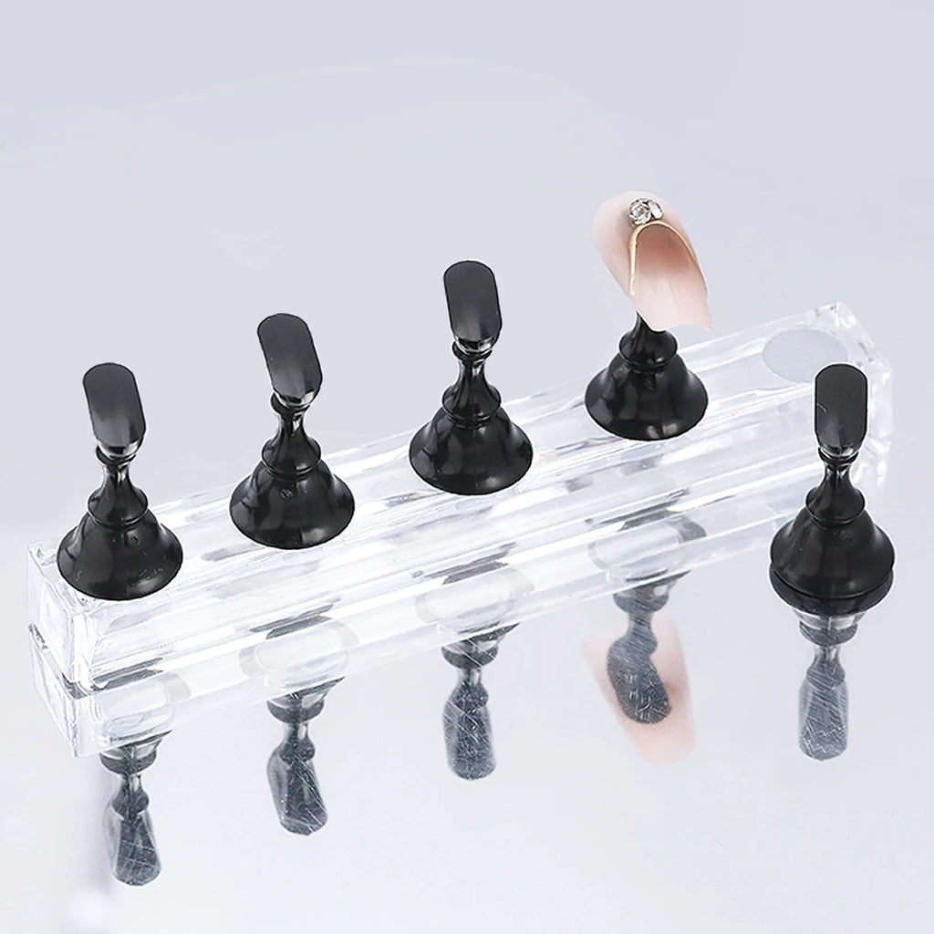 5/30pcs/Set Magnetic Nail Holder False Nail Tip Practice Stand Crystal Base Holder Nail Art Display For Art Salon DIY & Practice Econic Blanks