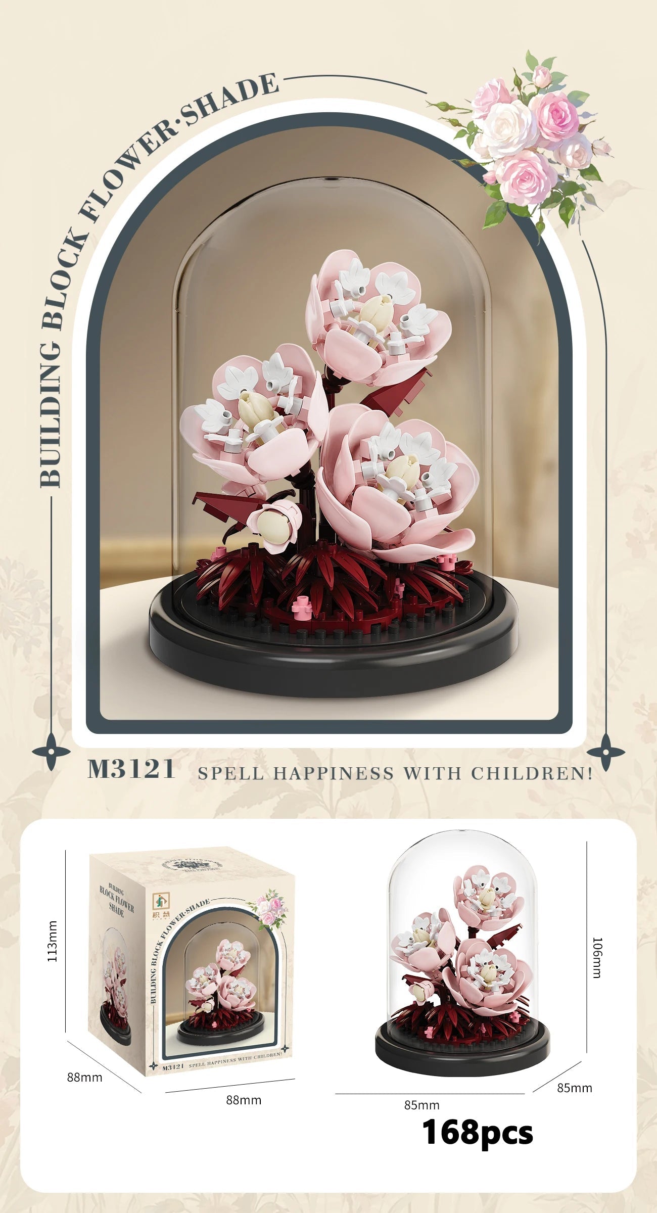 Eternal Flower Bouquet Bonsai Potted Plant Micro Building Blocks Model Home Decoration Puzzle Toys Kids Birthday Christmas Gifts Purest Peak Salt