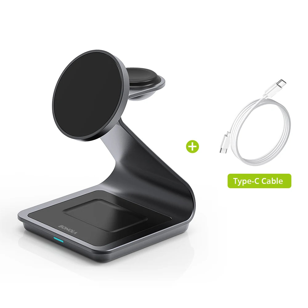 Bonola Magnetic 3 in 1 Wireless Charger for iPhone 17/16/15/13/14/12 30W Wireless Charging Station for Apple Watch/AirPods Pro Quick Pick Grocers