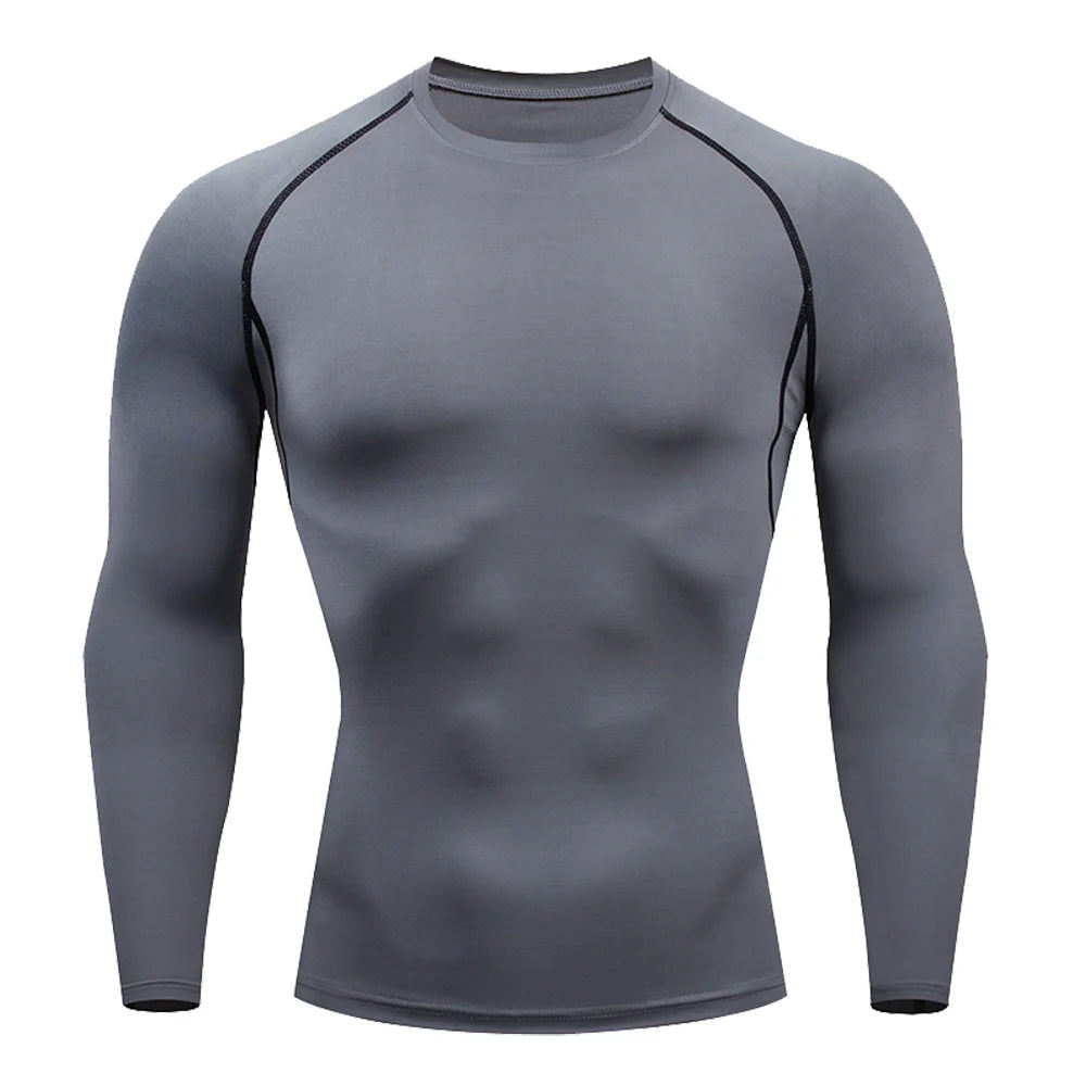 Men Bodybuilding Sports T-Shirt Quick Dry Running Shirt Long Sleeve Compression Top Gym T Shirt Men Fitness Tight Rashgad Quick Pick Grocers