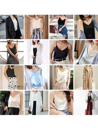AOSSVIAO 2026 Spaghetti Strap Top Women Halter V Neck Basic White Cami Sleeveless Satin Silk Tank Tops Women'S Summer Camisole Quick Pick Grocers