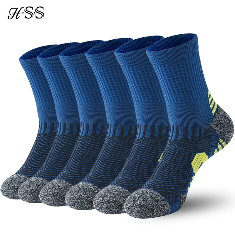 6/5/3 Pairs Men's Athletic Socks Sports Breathable Outdoor Running Compression Socks Cotton Training Long Black Stretch Socks Quick Pick Grocers