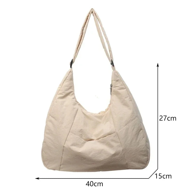 Trendy Women's Soft Cloth Shoulder Bag Solid Color Student 2026 Spring Y2k Casual Style Big Handbags Crossbody Bags for Women Quick Pick Grocers