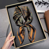 Fashion Luxury Brand 70cm Silk Square Scarf Women Satin Neck Tie Female Hair Bandana Headkerchief Shawl Wrap Hijab Echarpe Quick Pick Grocers