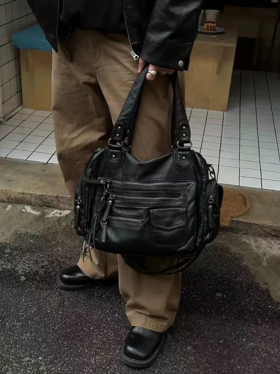 JIAERDI Vintage Black Shoulder Bags Purse Women High Street Pocket Chic Y2k Handbag Female Harajuku Casual Crossbody Bags 2025 Quick Pick Grocers