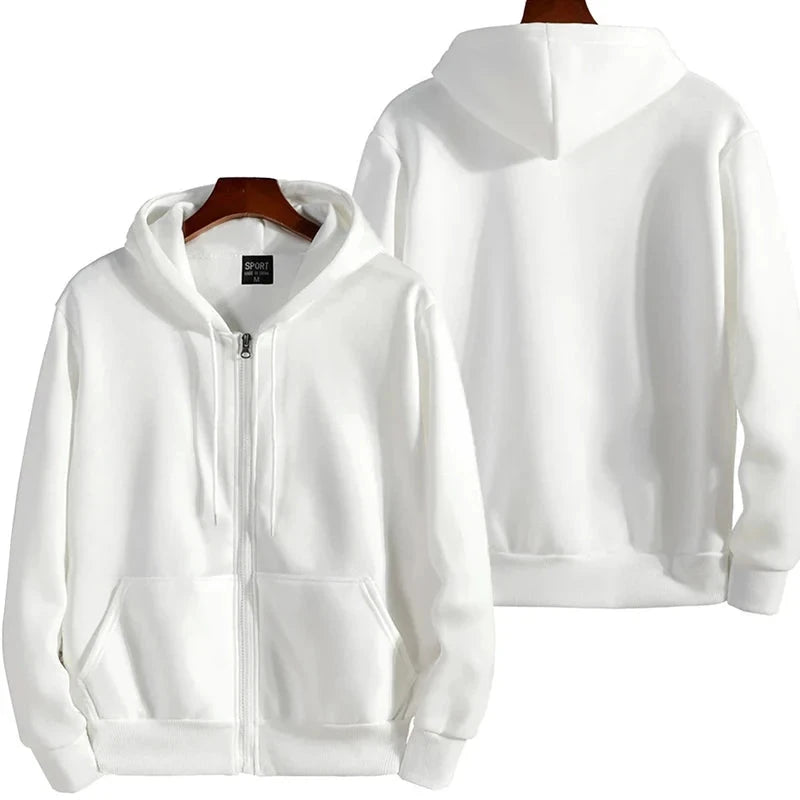 Zipper Hoodies Autumn Winter Men's New Long Sleeve Hooded Sweatshirt Fashion Casual Male Outfit Sportwear Loose Fit Clothes Econic Blanks