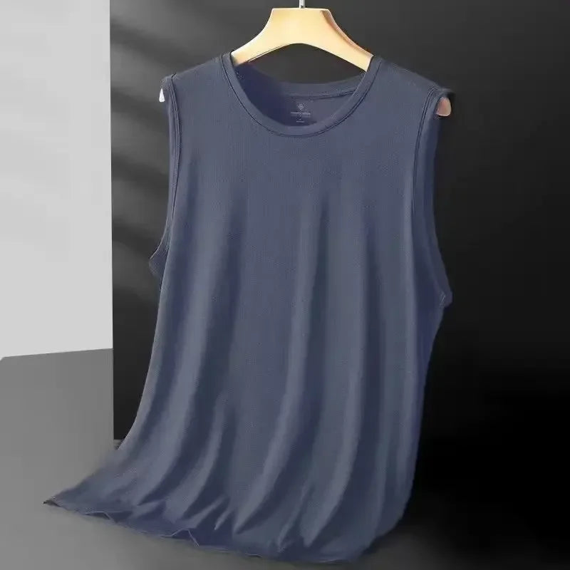 Men's Ice Silk Mesh Vest Lightweight Sports Summer Wear Sleeveless T-shirt Tank Top Casual Fashion Outerwear Quick Pick Grocers