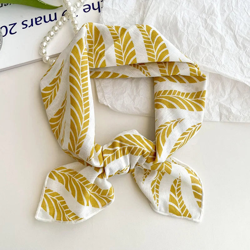55cm Laies Headband Cotton Linen Square Scarf Women Korean College Girls Fashion Spring Autumn New Style Elegant Neck Scarves Quick Pick Grocers