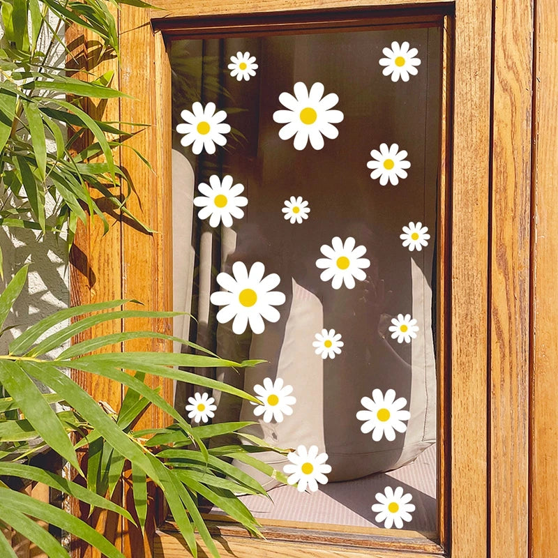 White Daisy Flower Wall Stickers Kids Room Living Room DIY Art Decas Baby Nursery Home Decoration PVC Window Sticker Quick Pick Grocers
