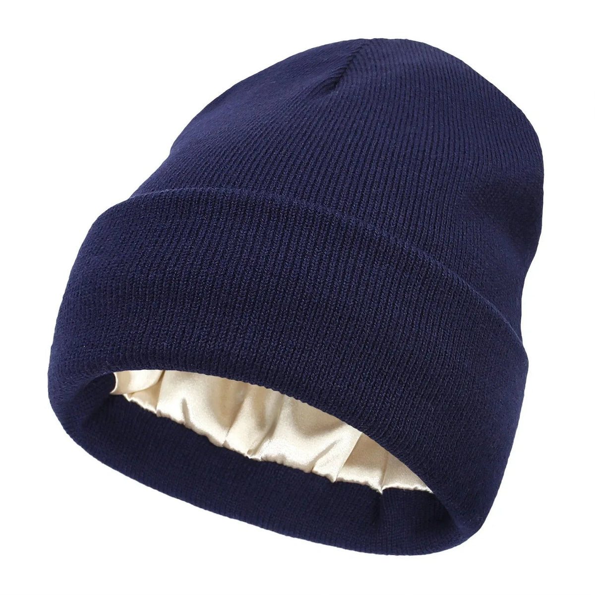Unisex Satin Lined Beanie Hat For Women Winter Silk Lining Slouchy Warm Cuffed Skullies 2Layer Hair Cover Sleep Cap Quick Pick Grocers
