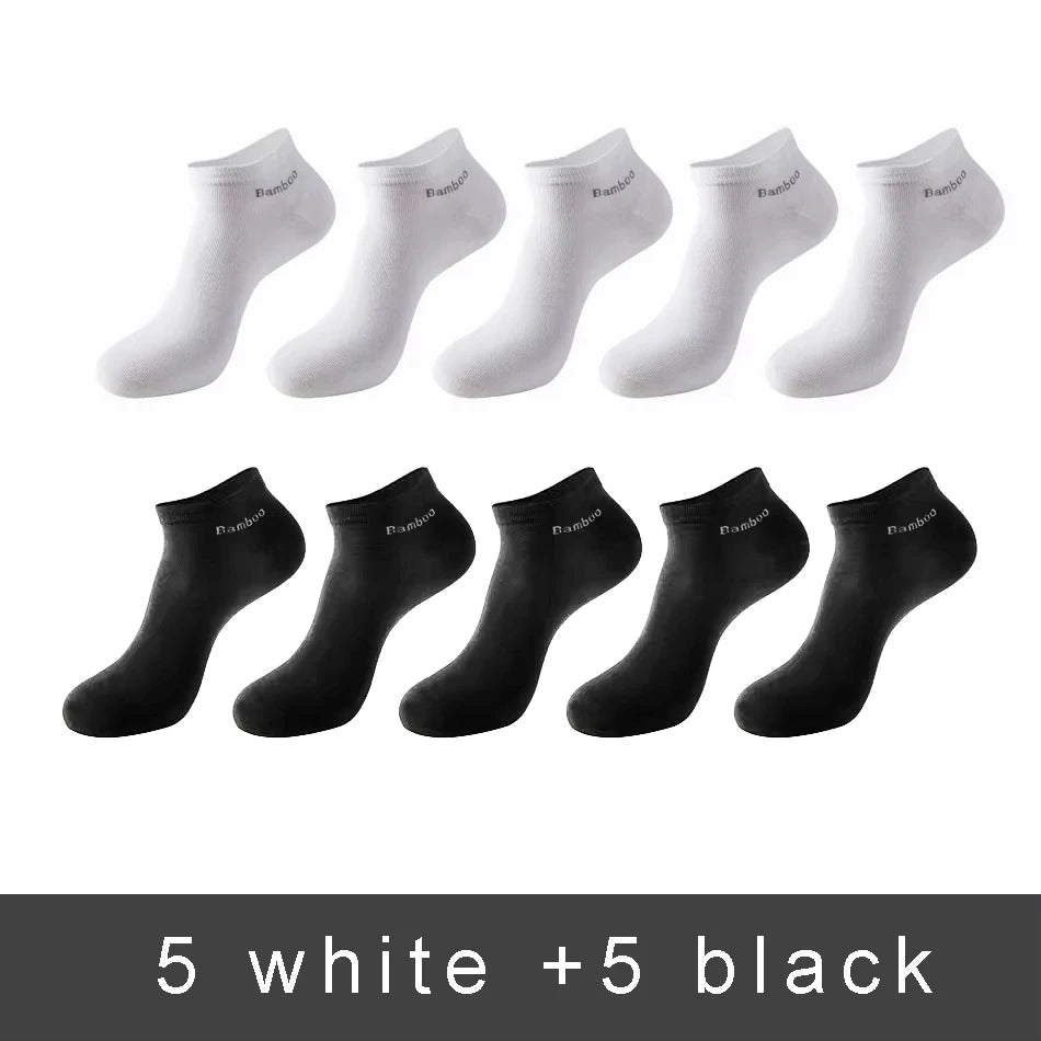 5/10/15 Pairs Men's Bamboo Fiber Socks Short High Quality New Casual Breatheable Anti-Bacterial Man Ankle Socks Men Size 38-45 Quick Pick Grocers