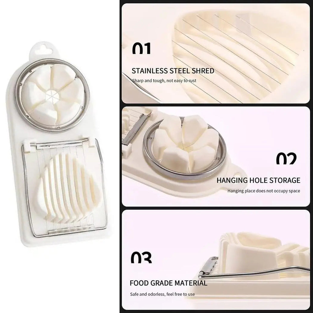 1/2PC Multi Functional Egg Cutting Artifact Stainless Steel Slicer Fancy Splitter Kitchen Divider Two in One Egg Cutter Tools Econic Blanks