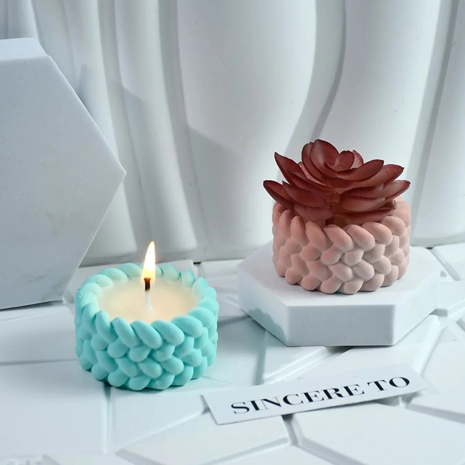 Hemp Rope Candle Cup Silicone Mold DIY Succulent Flower Pot Home Decor Molds Cement Gypsum Resin Clay Craft Storage Box Mould Econic Blanks