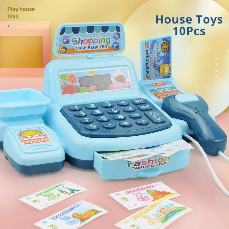 Simulation Shopping Cash House Toys Electronic Game Lighting And Sound Effects Supermarket Cashier Toys Econic Blanks