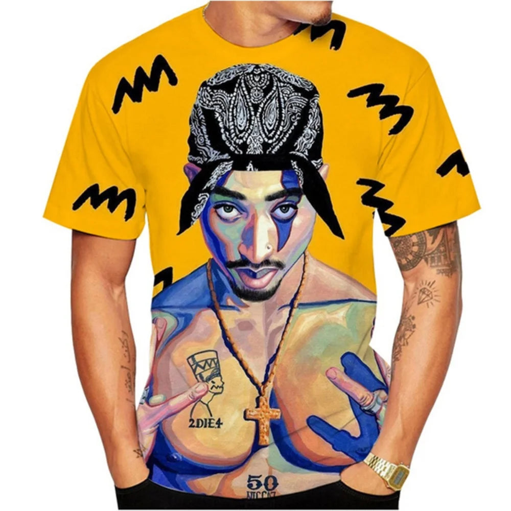 New T-Shirt Harajuku Men T-Shirt Fashion 2pac Graphic T Shirts Hip Hop Men's T-Shirts Summer Tops T-Shirts Man Designer Clothes Quick Pick Grocers