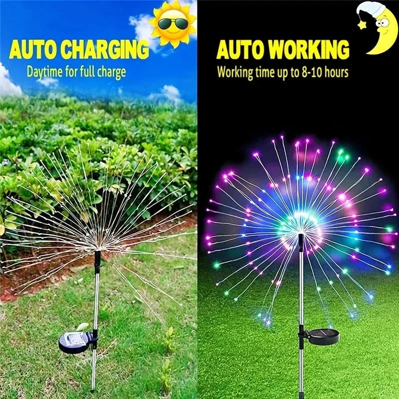 NEW 200LEDs Solar Fireworks Lights Outdoor Waterproof Solar Garden Lights 8 Lighting Modes With Remote Control Decorations Light Econic Blanks