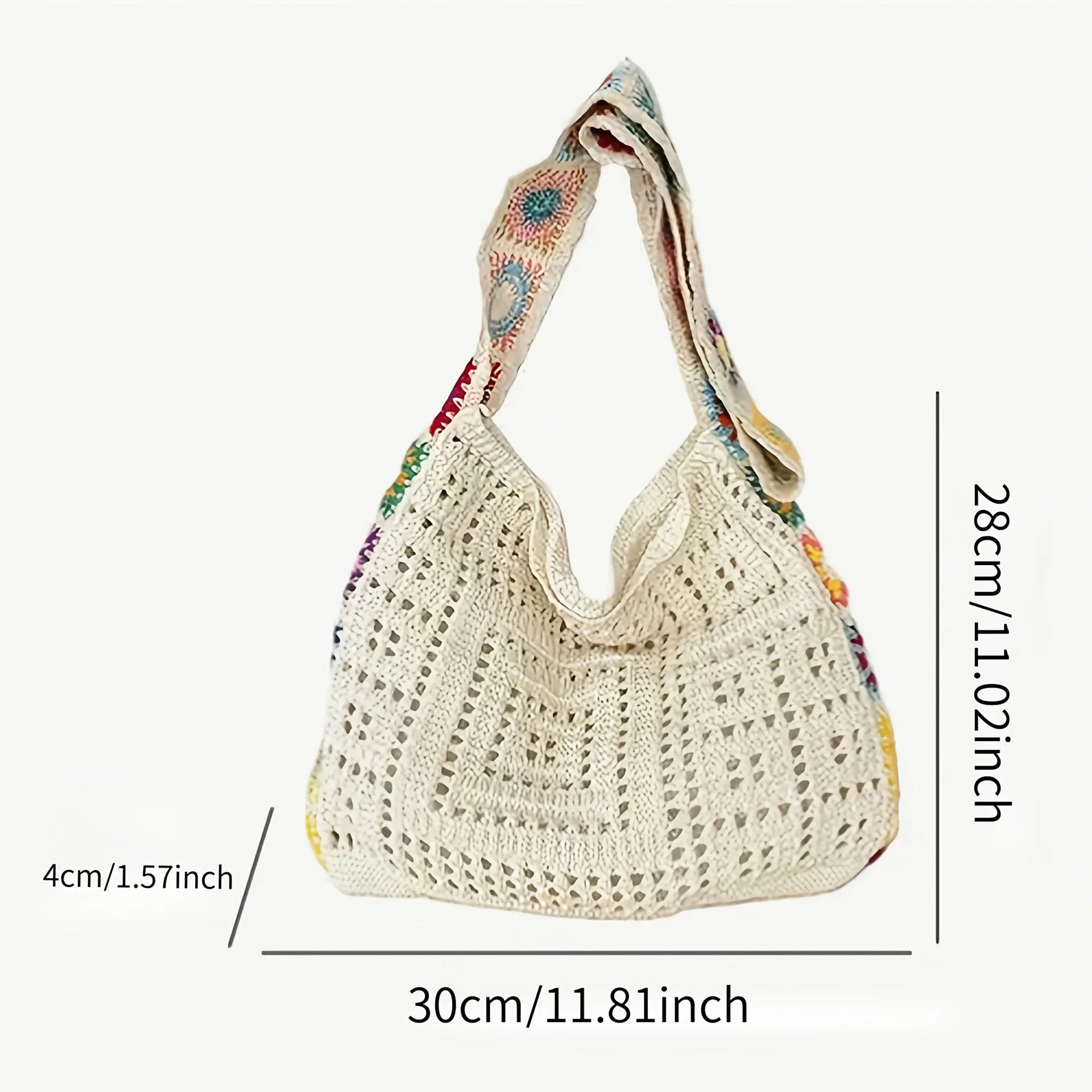 Women's Boho Crochet Bag Designer Flowers Knitted Handbags Large Capacity Summer Beach Woven Shoulder Bag Girls Tote Shopper Bag Quick Pick Grocers