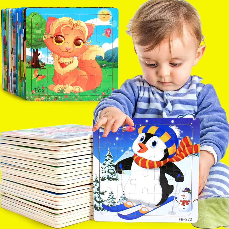 New 20 Piece Wooden 3d Puzzle Cartoon Animal Vehicle Jigsaw Puzzle Montessori Educational Toys For Kids 3-6 Years Old Quick Pick Grocers