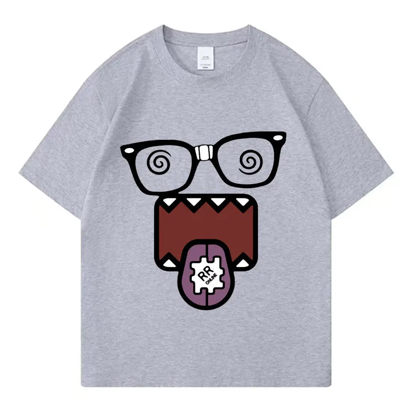 Domo Kun Funny Meme T Shirts Men's Women Clothes Classic Cotton Casual Tee Shirts Short Sleeve Summer T-shirt Tops Streetwear Quick Pick Grocers