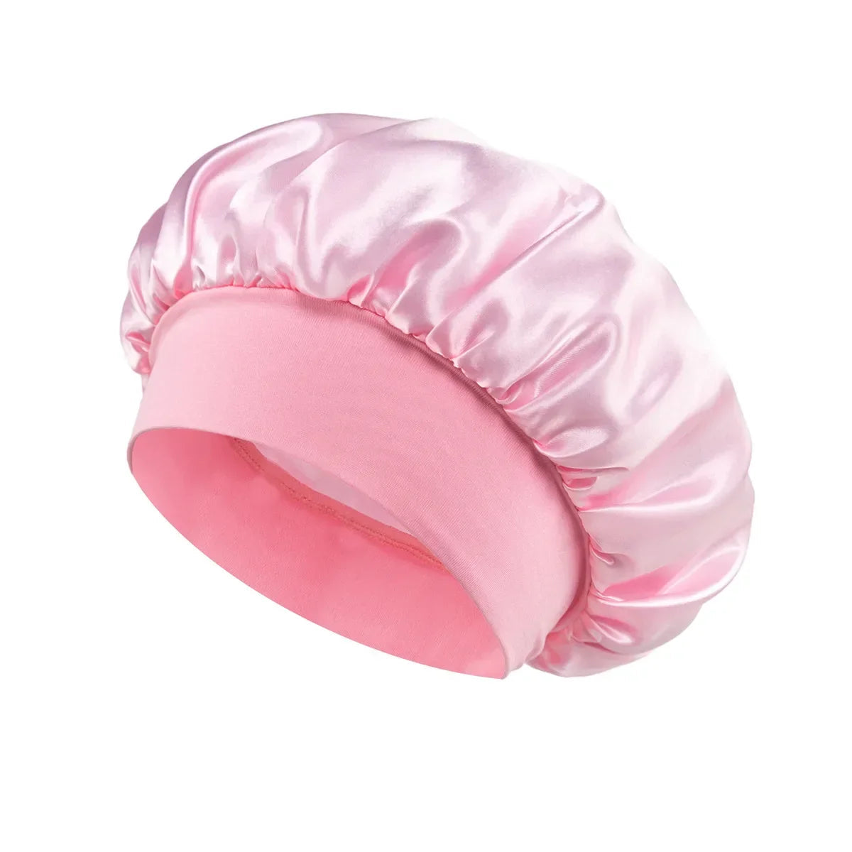 Women Satin Bonnet Hair Bonnet for Sleeping Hair Care Silk Bonnets Solid Wide-brimmed Sleeping Hat with Elastic Soft Band Econic Blanks