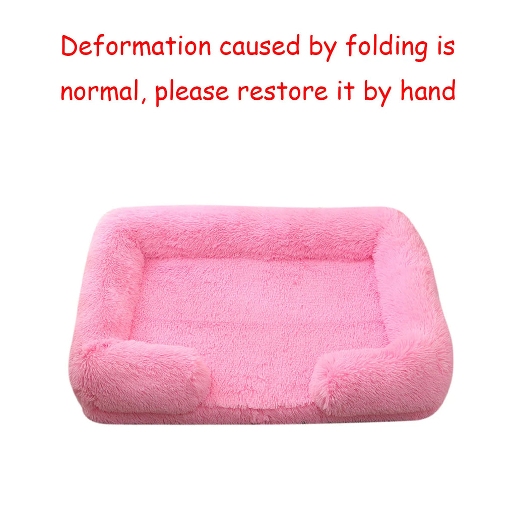 Square Dog Bed Plush Pet Bed Winter Thickened Pad House for Dogs Bed Cat Sofa for Flyffy Dogs Sleeping Bed Sofa Removable Mat Quick Pick Grocers
