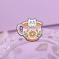 Creative Coffee Cup Animal Collection Enamel Pins Ghost Duck Capybara Frog Brooch Lapel Badge Cute Halloween Jewelry Kid Gift  ﻿ Quick Pick Grocers
