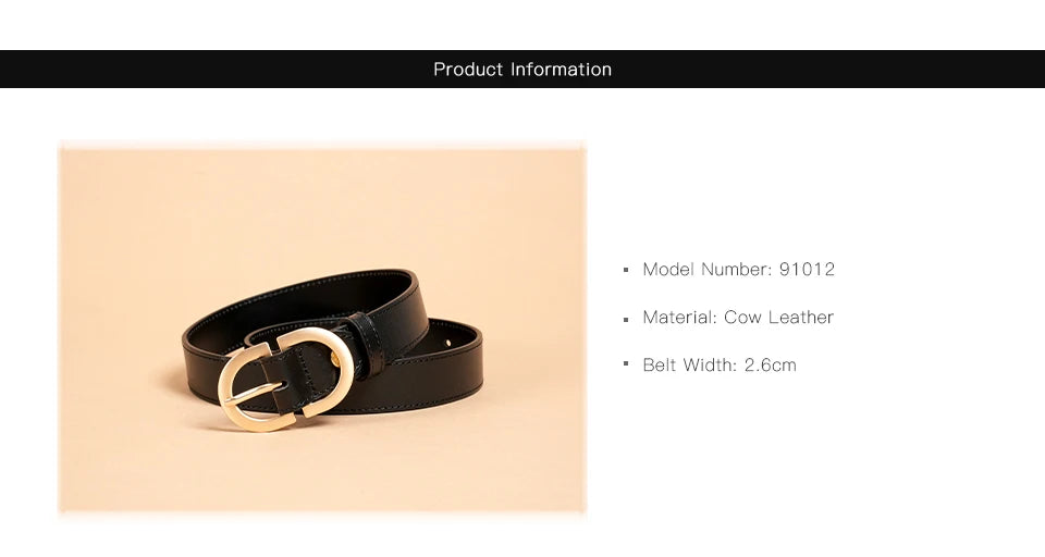 BEAUTODAY Belt Women Genuine Cow Leather Metal Oval Buckle Retro Simple Solid Ladies Jeans Dress Waistband Handmade 91012 Quick Pick Grocers