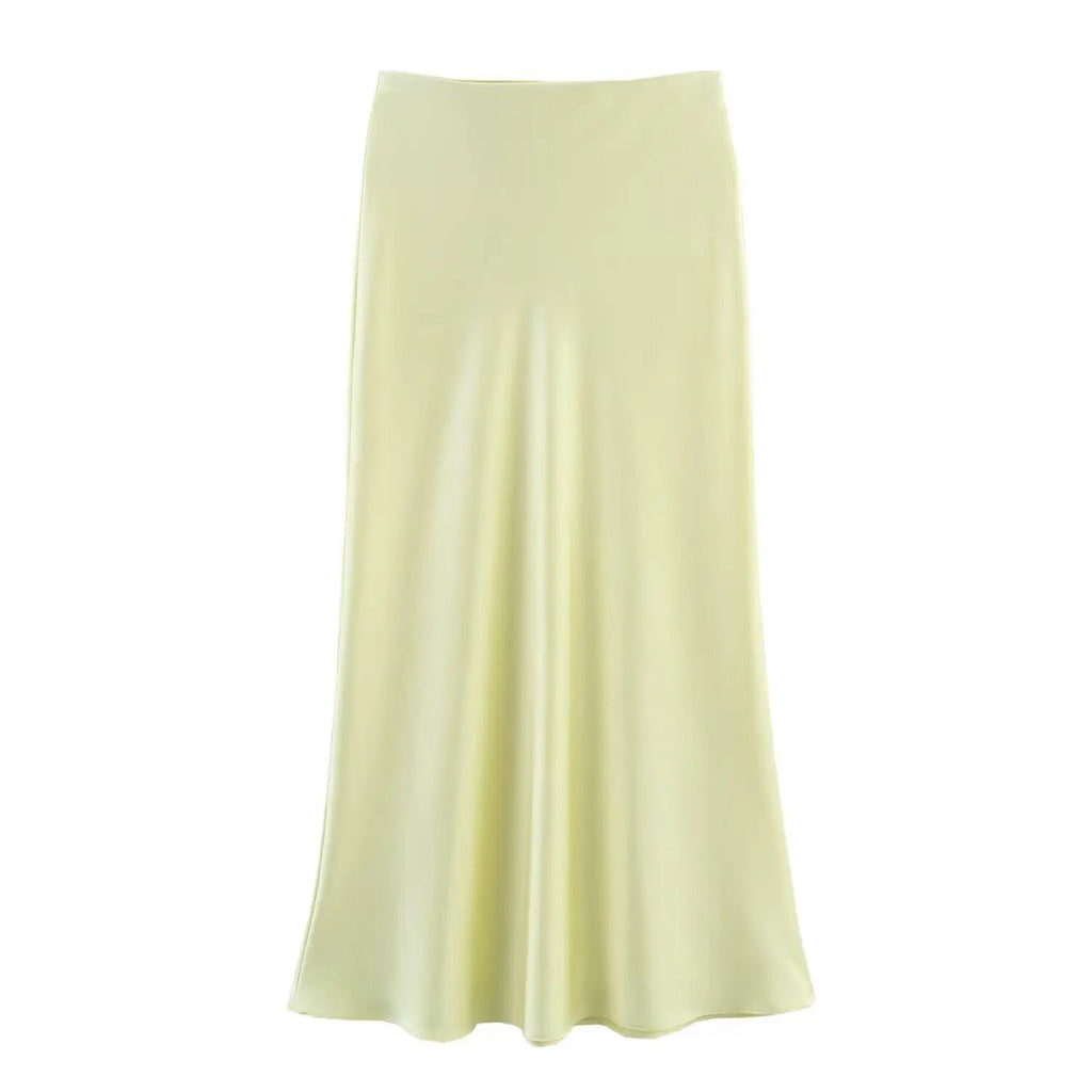 Willshela 2024 Black Satin Skirt Woman High Waist Elegant Long Skirts For Women Fashion Summer Midi Skirt Office Women's Skirts Quick Pick Grocers