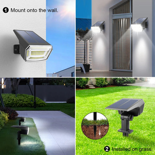 Built-in Large Capacity Battery 1200mAh LED Solar Floodlight Waterproof Spotlight Lamp Long Working Time For Garden Lawn Pathway Quick Pick Grocers