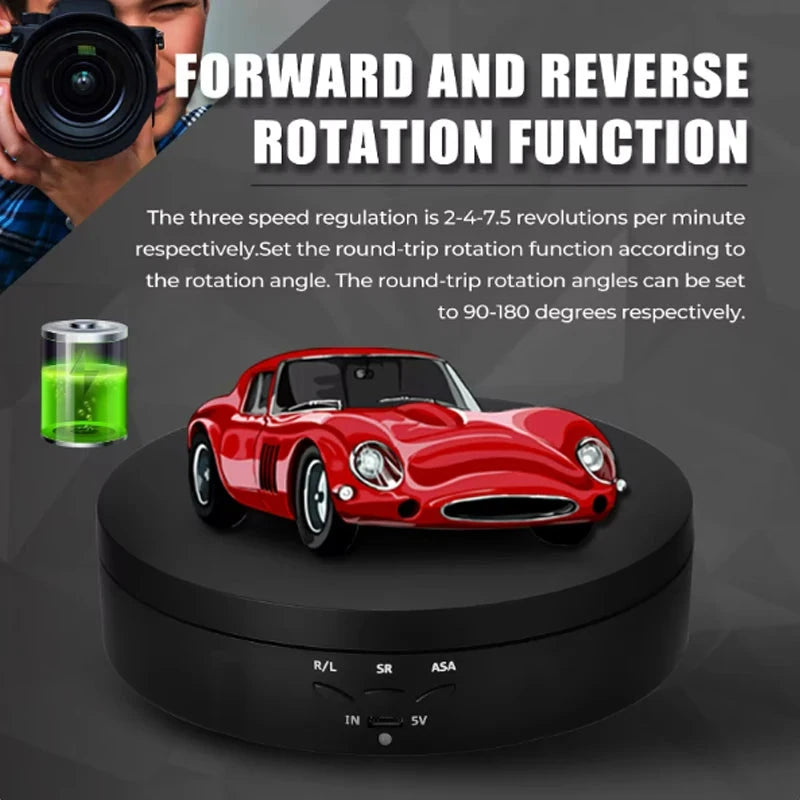 Motorised Rotating Mirror Display Stand,360 Degree Turntable, Jewellery Holder,USB Power Supply, Rotating Shooting, Three Speeds Econic Blanks