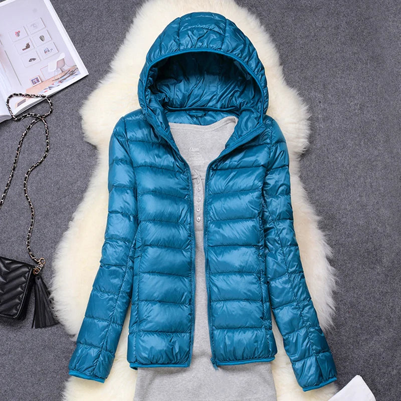 Women Puffer Jacket 15 Colors Plus Size 5XL 6XL 7XL 2025 New Spring Autumn Female Ultra Lightweight Packable Hooded Down Coats Quick Pick Grocers