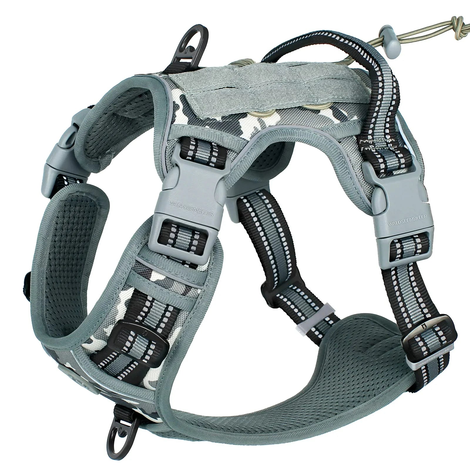 Tactical Dog Harness, No Pull Dog Harness, Adjustable Breathable MOLLE Dog Vest Harness for Medium Large Dog Reflective Military Econic Blanks