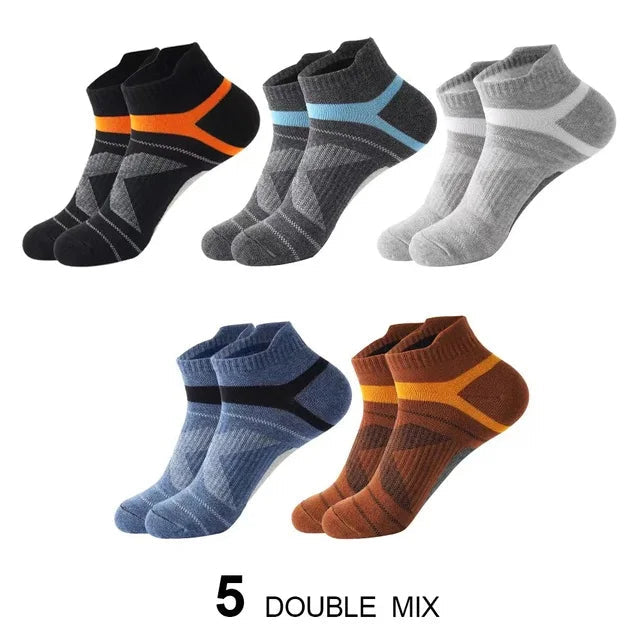 5 Pairs High Quality Socks Men Summer Outdoor Casual Cotton Socks Short Breathable Black Ankle Socks Run Sports Socks Size 38-45 Quick Pick Grocers