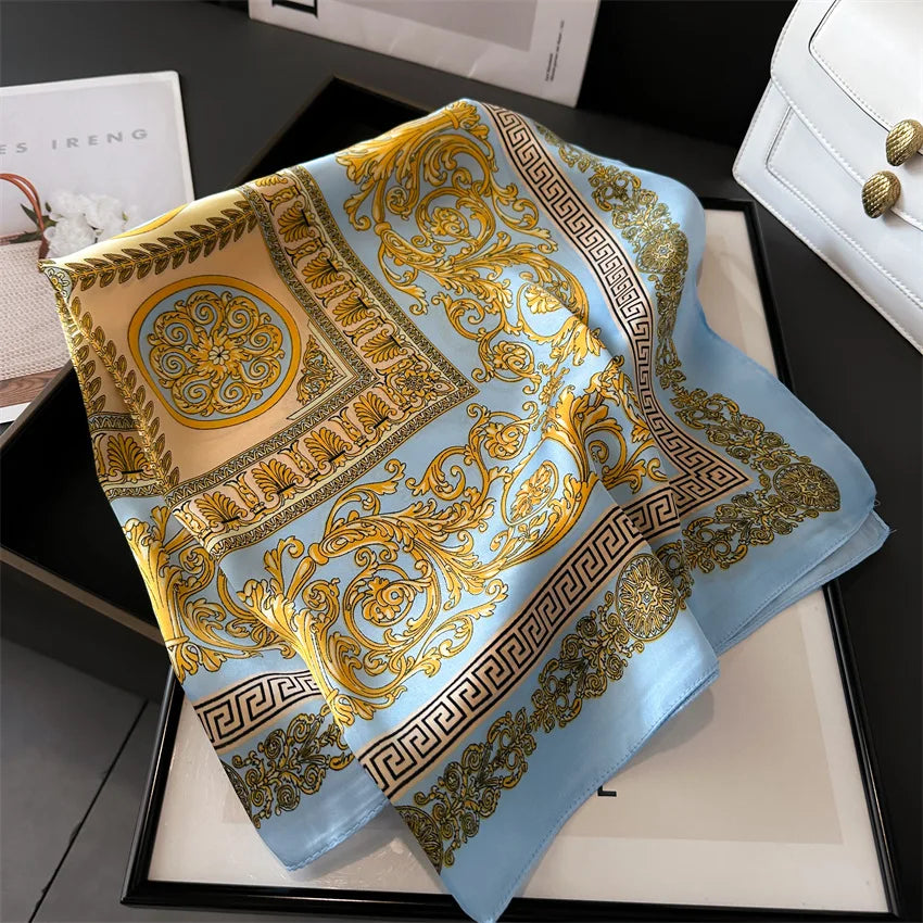 New Four Seasons Fashion Print Silk Square Scarf 70x70cm Fashionable Four Seasons Headband Luxury Sunscreen Shawl Bandannas Quick Pick Grocers