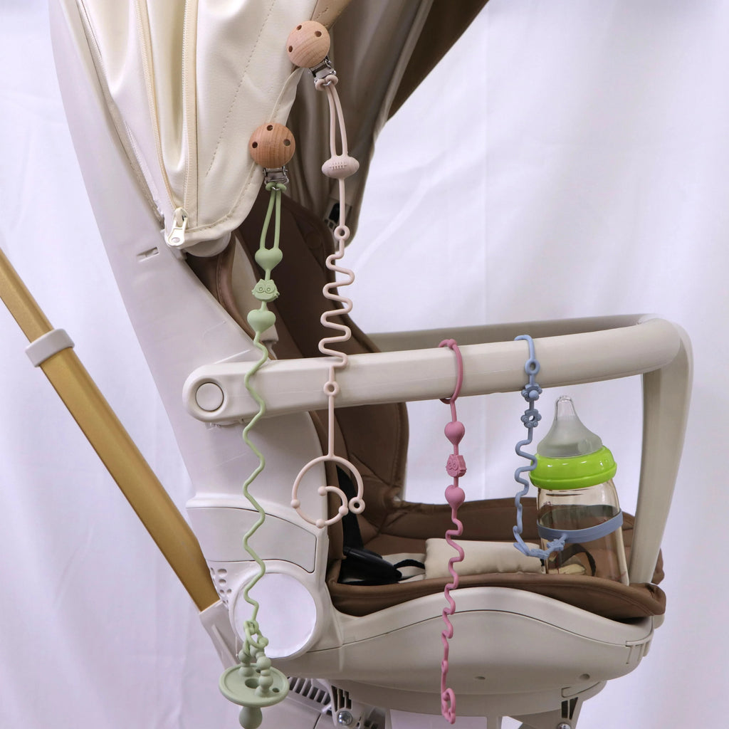 4pcs Adjustable Silicone Pacifier Chain, Teether Toys, Suitable for High Chair, Crib, Baby Gifts,beige Econic Blanks