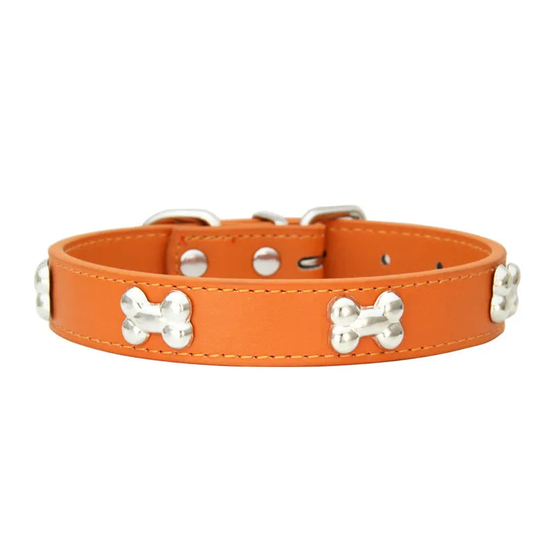 Bone Leather Durable Pet Dog Collars Puppy Pug Collars for Small Large Dog Chihuahua Cat Accessories Pet Collar for Small Dogs Quick Pick Grocers