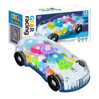 Light Up Transparent Gears Police Car Toy for Kids Bump and Go Toy Car for Boys Girl Educational Baby Toys Car Music LED Effects Quick Pick Grocers