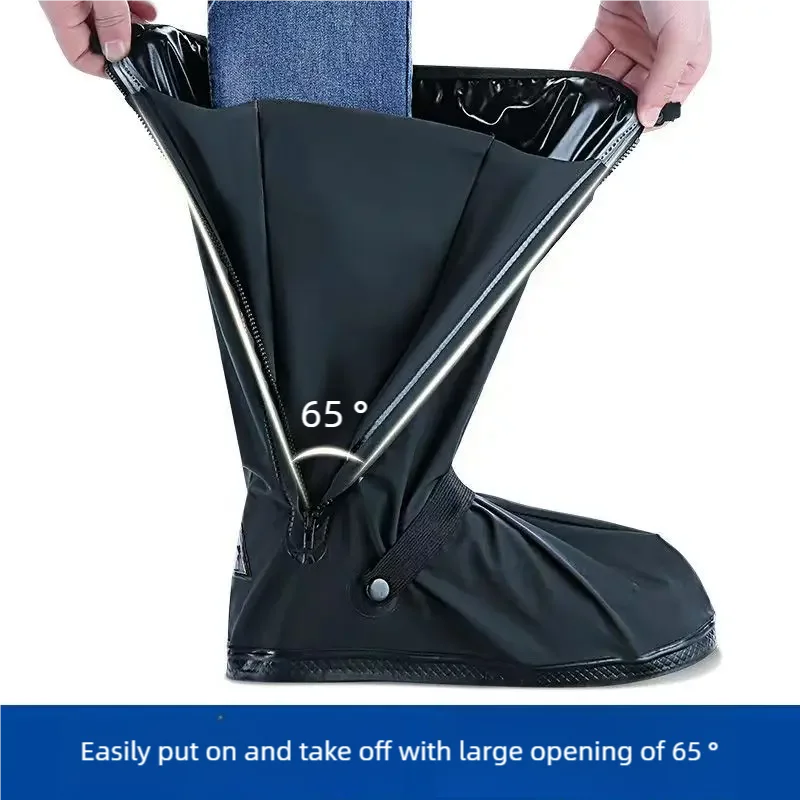 Rain Boot Shoe Cover Black Waterproof with Reflector High Top Clear Shoes Dust Covers for Motorcycle Bike Rain Cover Men Women Econic Blanks