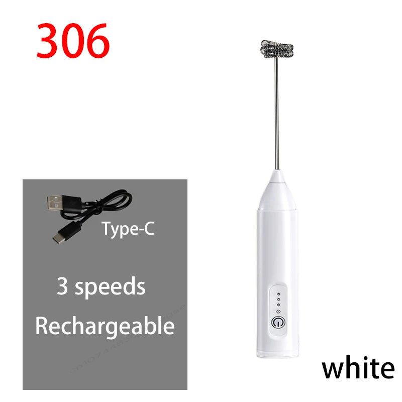 HOT  Electric Milk Frother + Egg Beater Wireless Type-C Charging 3 Speeds Mini Handheld Foam Maker Coffee Whisk Cooking Tools Quick Pick Grocers