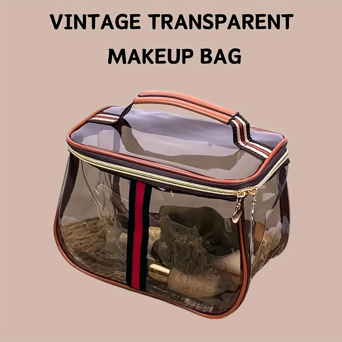 Transparent Large Capacity Women's Makeup Bag Waterproof Gym Toiletry Bag Travel Portable Storage PVC Material Box Shape Gifts Quick Pick Grocers