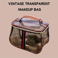 Transparent Large Capacity Women's Makeup Bag Waterproof Gym Toiletry Bag Travel Portable Storage PVC Material Box Shape Gifts Quick Pick Grocers