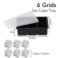 Ice Cube Tray Silicone Ice Ball Freezer Mold Square Ice Cube Maker with Lid 4/6/8 Grids for Whiskey Cocktail Coffee Accessories Quick Pick Grocers
